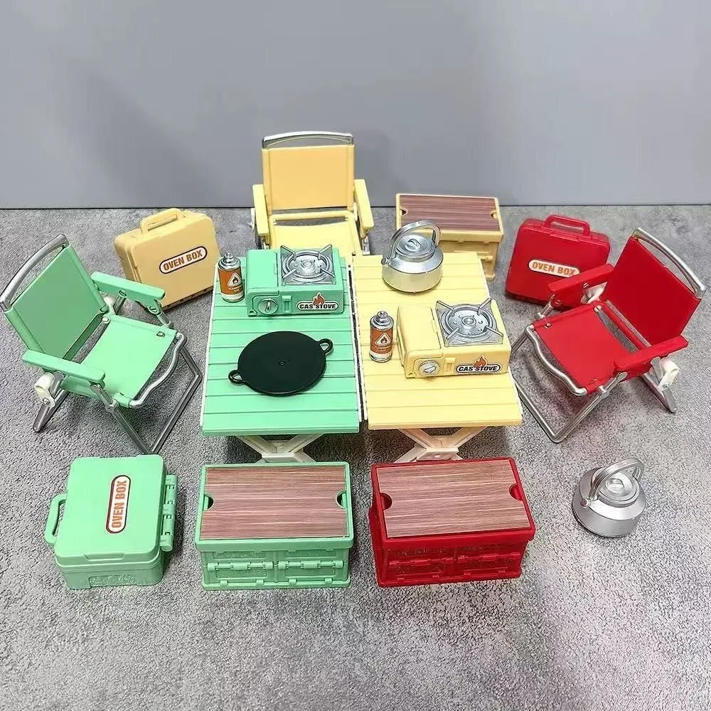 Multicolor Miniature Camping Set Plastic Fairy Garden Mini Outdoor Folding Chair Dollhouse Model Scene Making