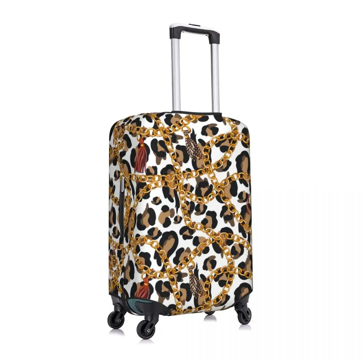 Golden Chains Suitcase Cover Leopard Print Business Flight Useful Luggage Case Protector