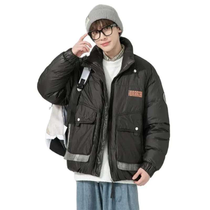 Nice Pop Winter Men Parka Big Pockets Casual Jacket Hooded Solid Color 3 Colors Thicken and Warm Hooded Outwear Coat Size 3Xl