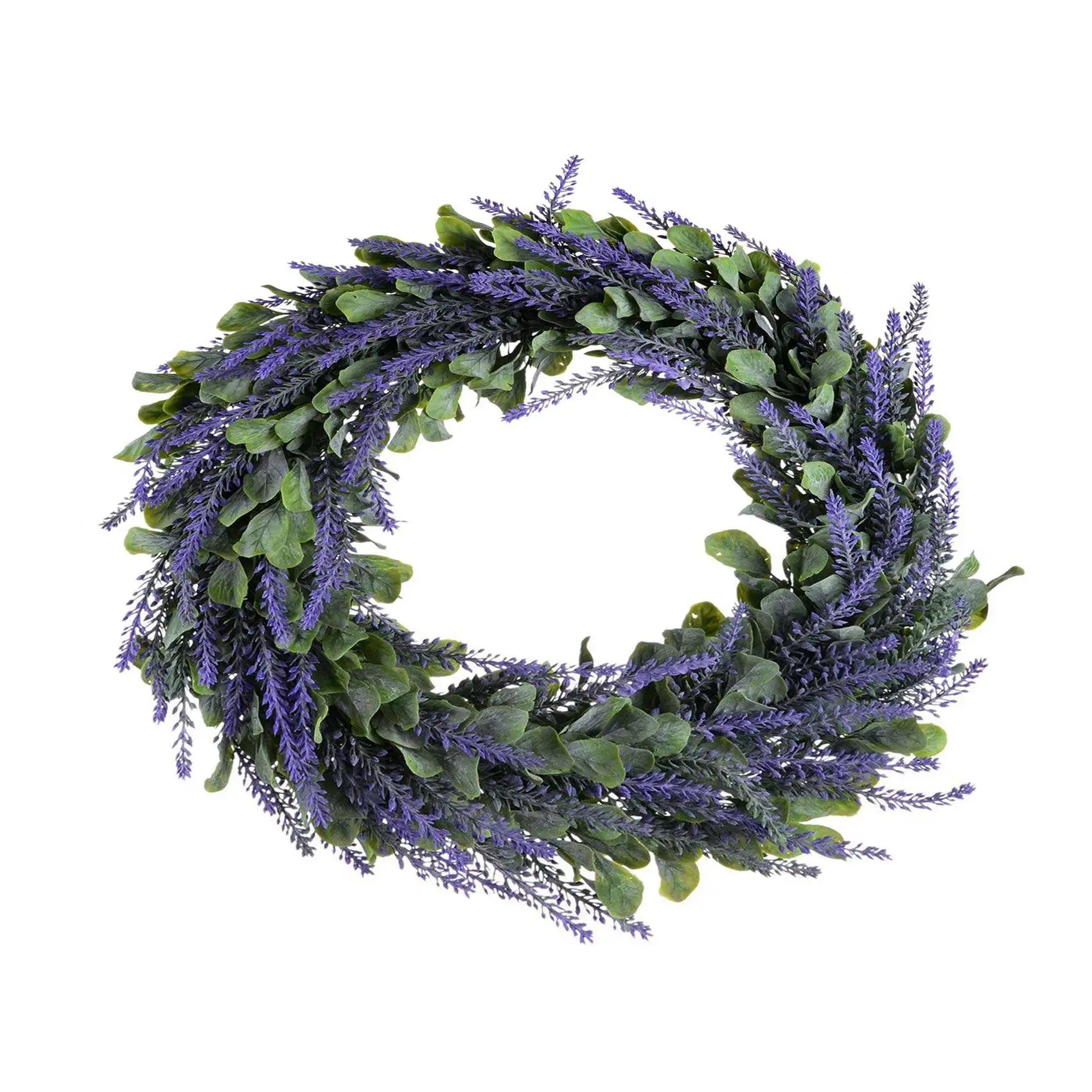 Artificial Wreath, Door Wreath 17 Inch Lavender Spring Wreath Round Wreath for The Front Door, Home Decor