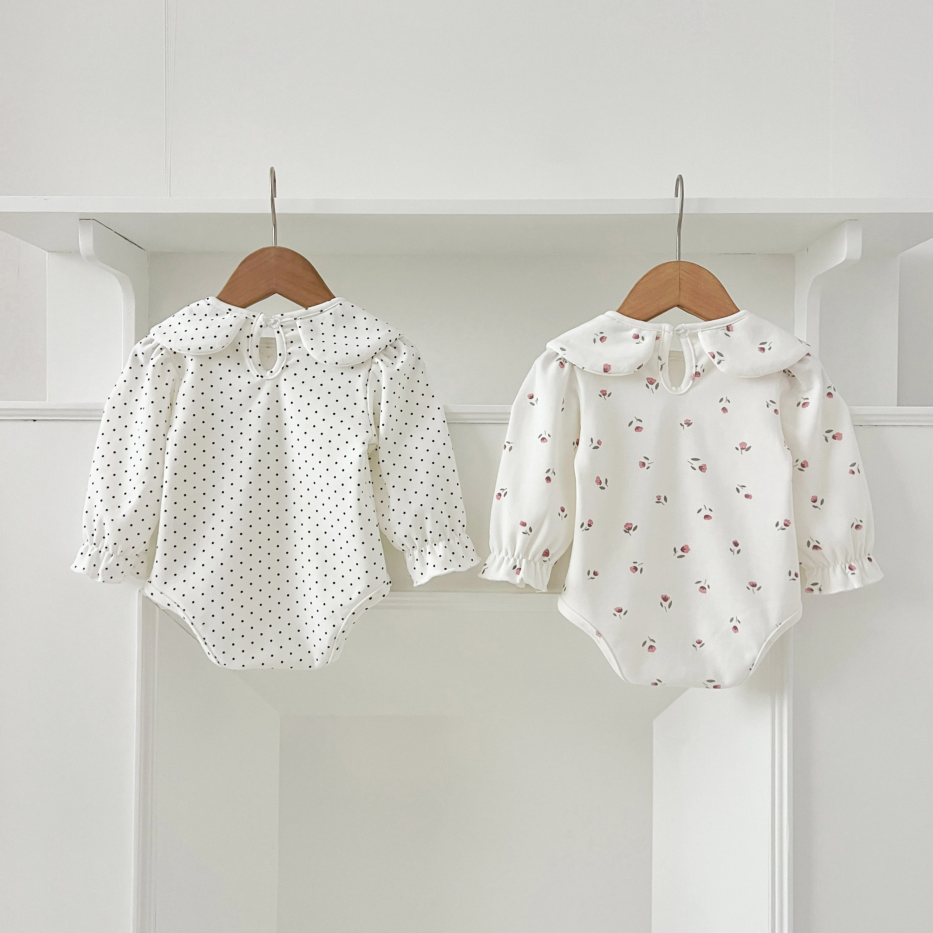 Herbst 0-24M Baby Mädchen Kleidung Kleinkind Baby Jungen Mädchen Strampler Weiß Infant Baby Mädchen Overall Frühling blume Punkte Baumwolle Strampler – Detail 15