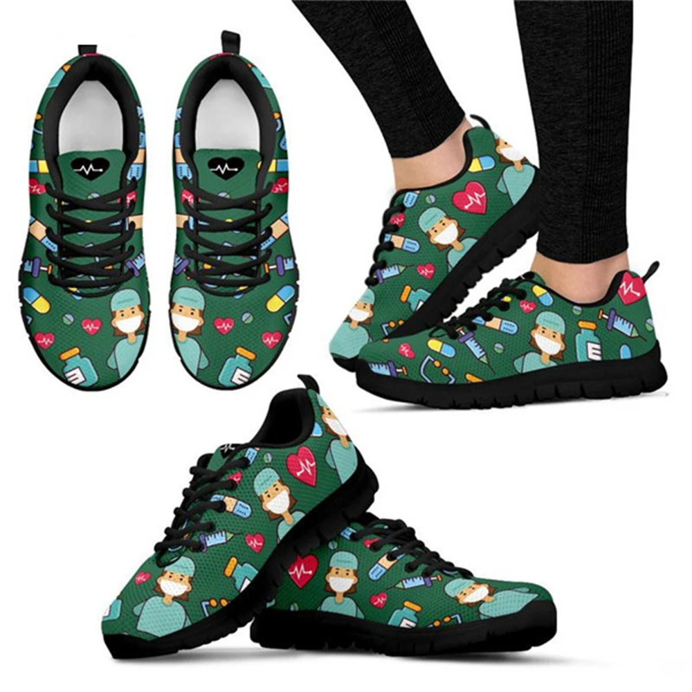 Sport Jogging Running Shoes For Women Ladies Sneakers 2025 Doctor Nurse Medical Hospital Print Mesh Flats Nursing Casual Shoes