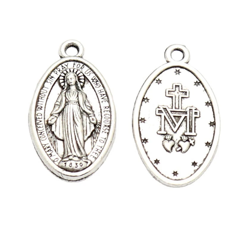 Benedict Mary's Nursia Patron Against Evil Pendant Zinc Alloy 0.94 inches Tall Necklace Decor Dropship