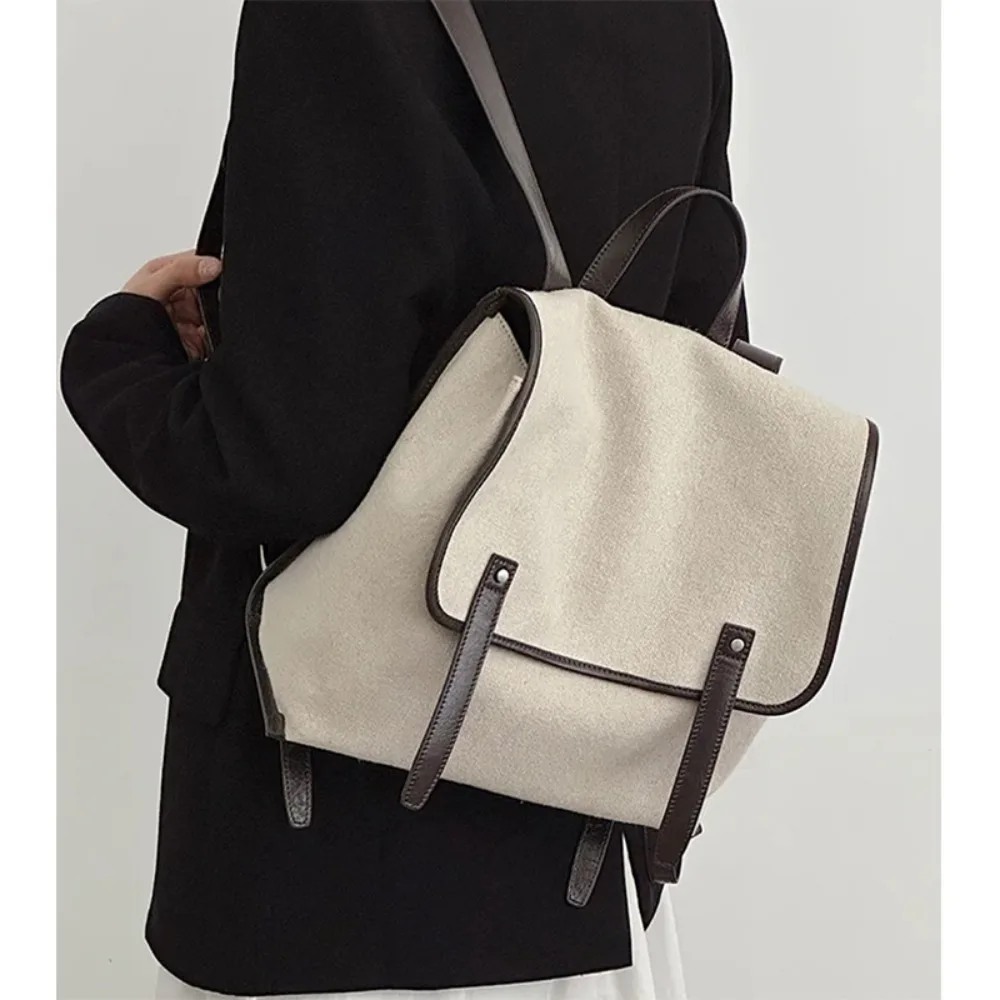 Canvas Leather Backpack 2026 New Summer Travel Leisure Commuter Fashion Textured Bag Short Trip Backpack Large Capacity Women