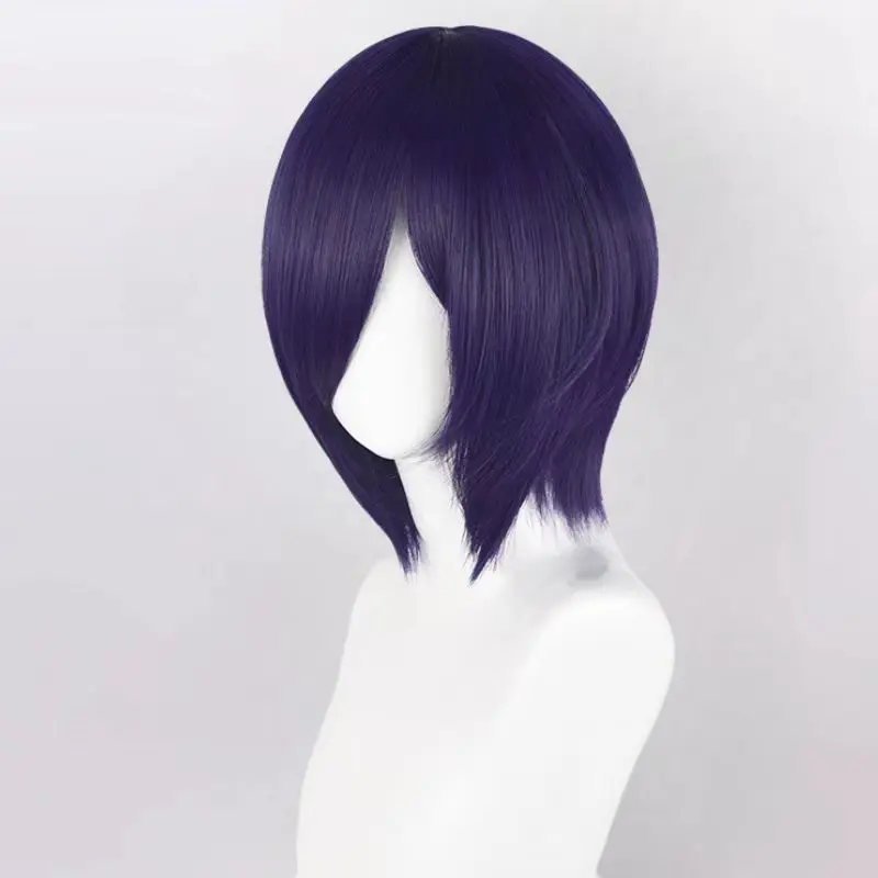 طوكيو الغول توكا كيريشيما شعر مستعار تأثيري محاكاة فروة الرأس أسود أرجواني مختلط شعر قصير زي