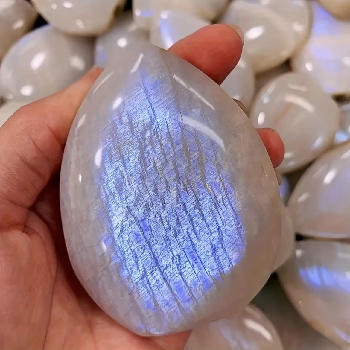الطبيعية الأزرق Moonstone قطرة النخيل كريستال زخرفة اليد مصقول شكل حر الشعلة ديكور المنزل هدية عيد كريستال فريد من نوعه #2