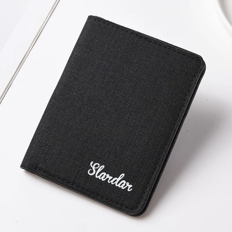 Women Men Short Wallet Card Holder Canvas Bifold Multi-purpose Zippered Purse Coin Purse Business Card Holder 2026