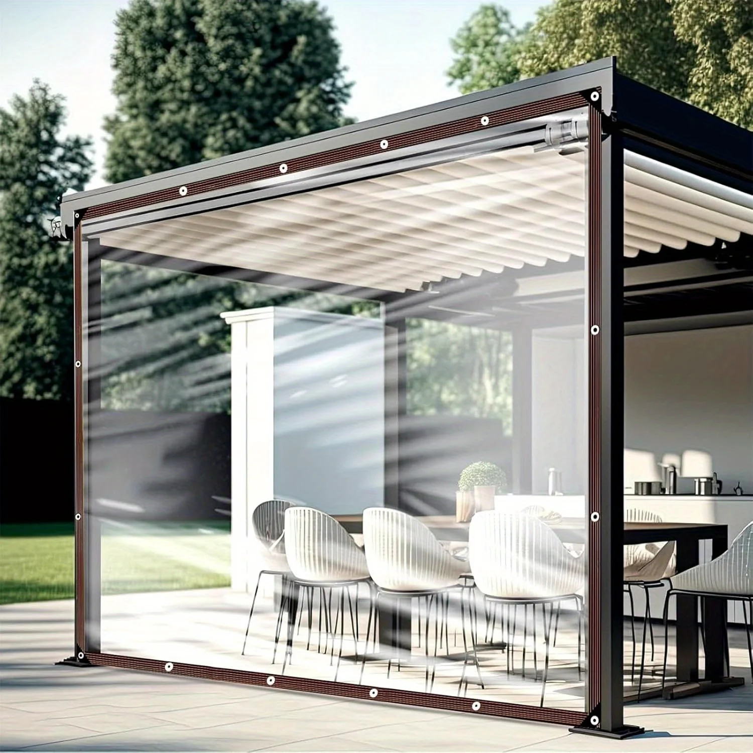 

Прозрачный водонепроницаемый тент 2x3м с люверсами, усиленный, из ПЭ, для сада, с усиленными краями, ветрозащитный