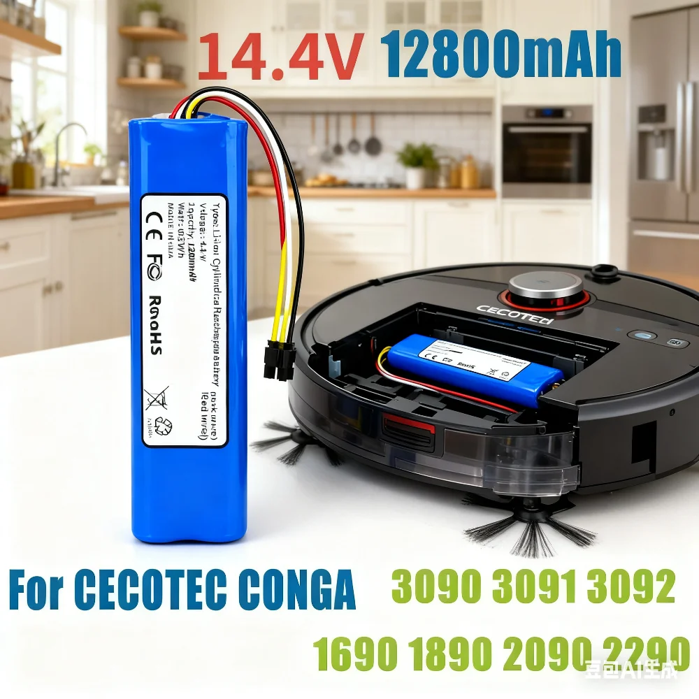 

14.4V 12800mAh Battery Pack - Replacement Accessories for CECOTEC CONGA 3090/3091/3092/2090/1690 Robot Vacuum
