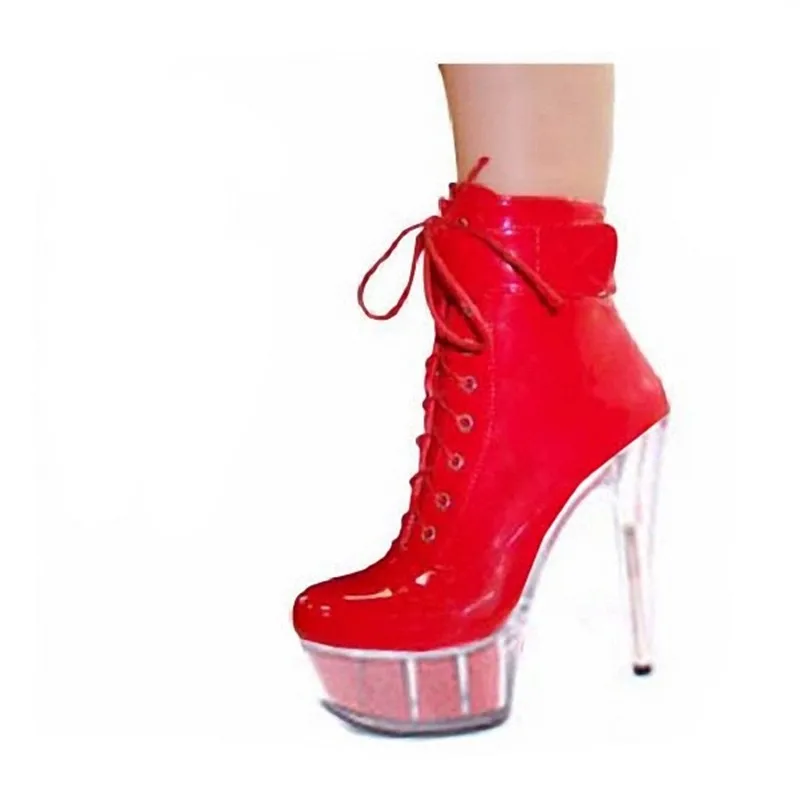 

In multiple colors, you can choose 15cm artificial PU party dress shoes, night club high-heel stage runway high-heel ankle boots
