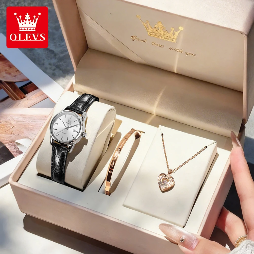 OLEVS 6898 Women Watch Original Quartz Watches Waterproof Luminous Date Watch Bracelet Set Ladies' Gift 2026 New Color Reloj view 4