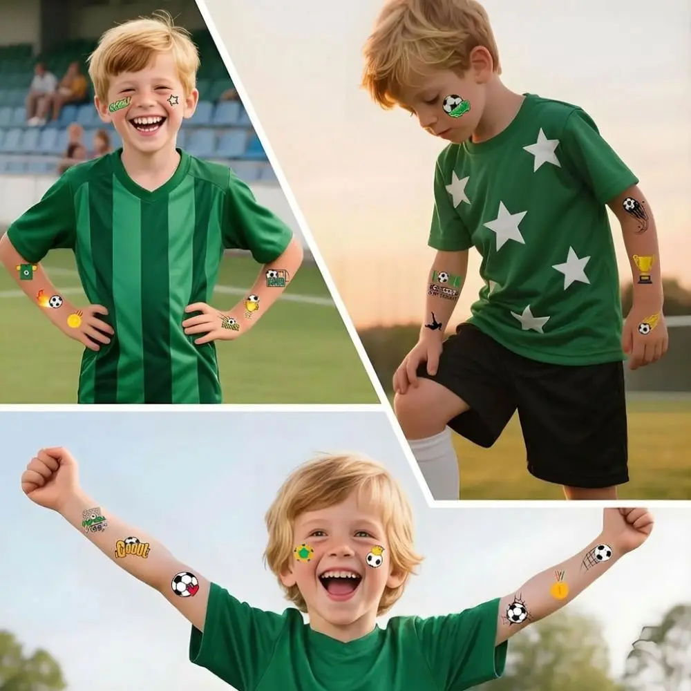 

10Pcs New Waterproof Football Sticker Removable Skin Safe Temporary Tattoos Sticker Water Transfer Sticker Sports Event