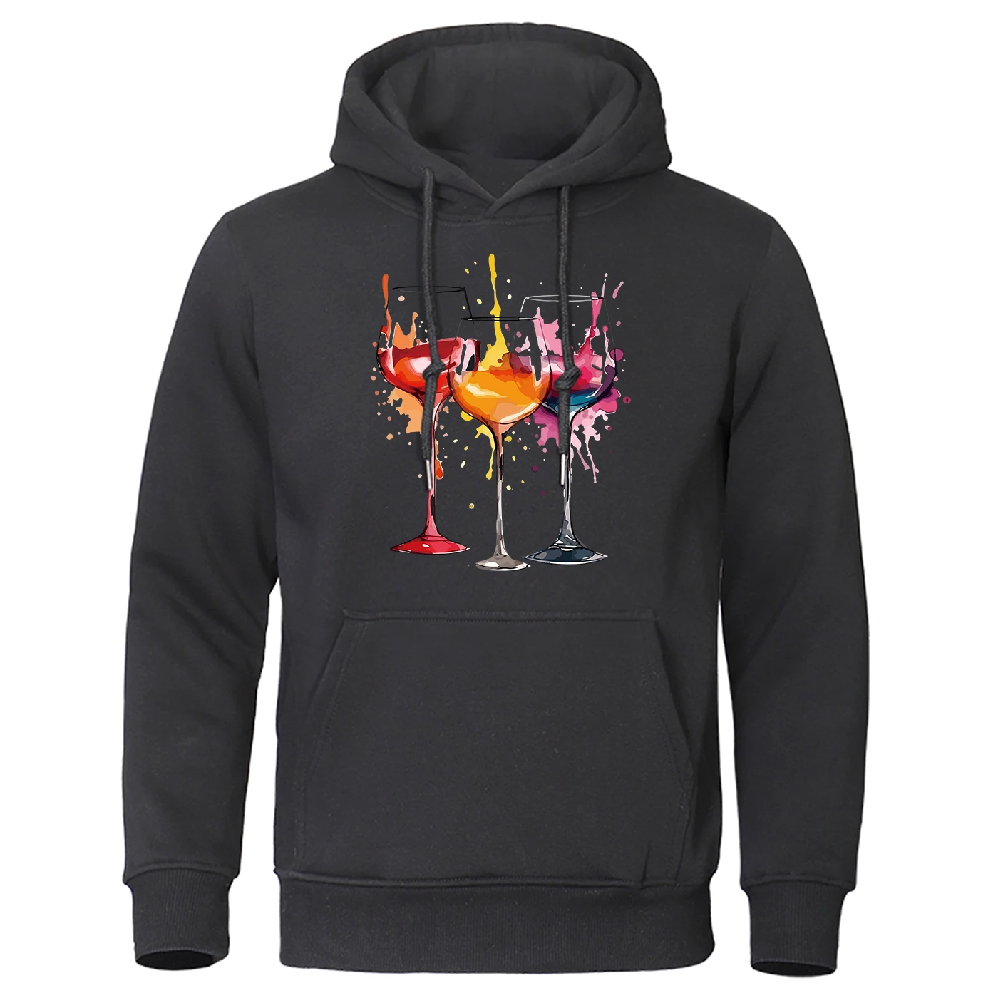 Colored Red Wine Glass Printing Men'S Hoodies Fashion Casual Hoodie Hip Hop S-Xxl Hoody Autumn Round Neck Fleece Warm Clothes