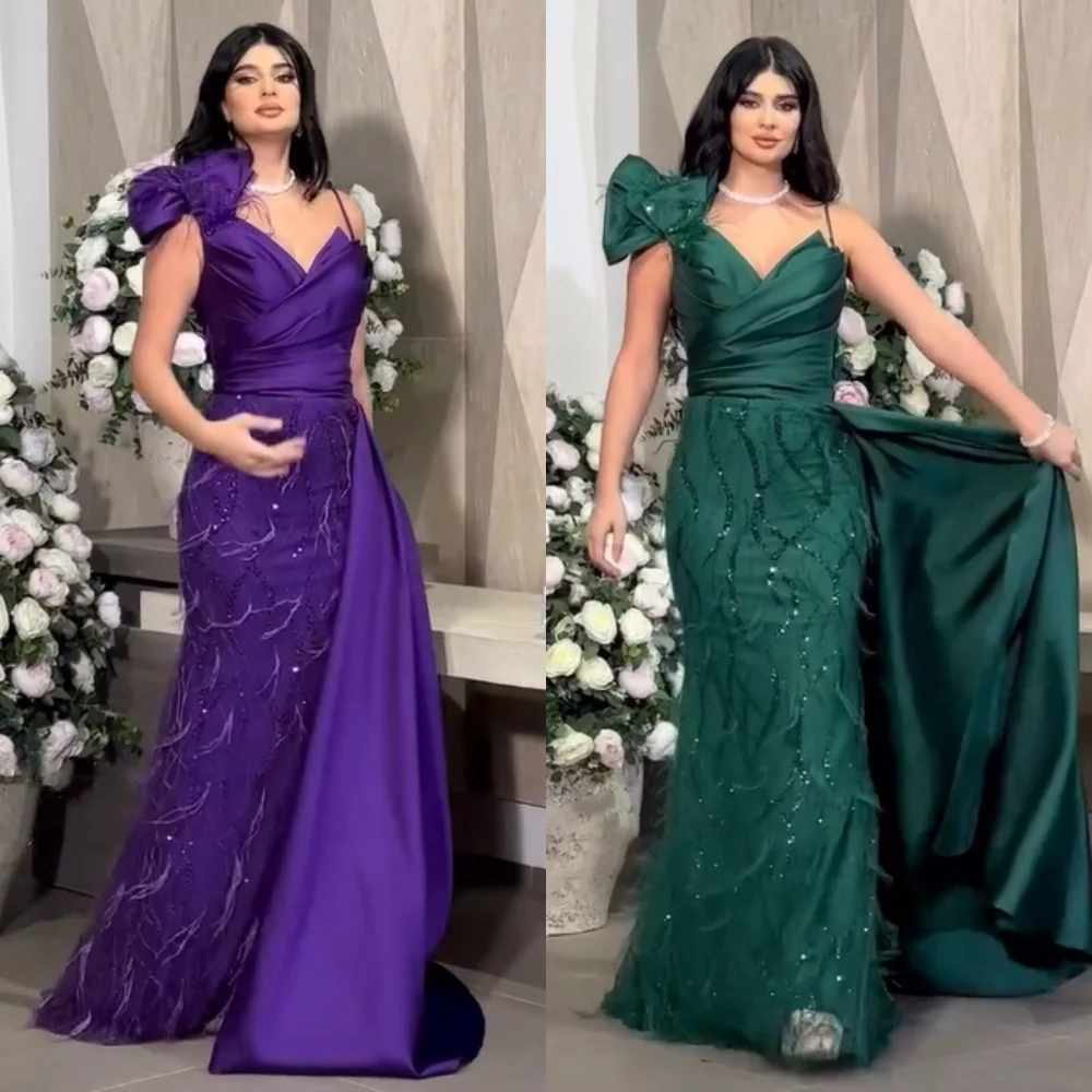 

Customized High Quality Charmeuse Pleat Sequined A-line V-neck Long Dresses Bespoke Occasion Chinese Style Sparkle