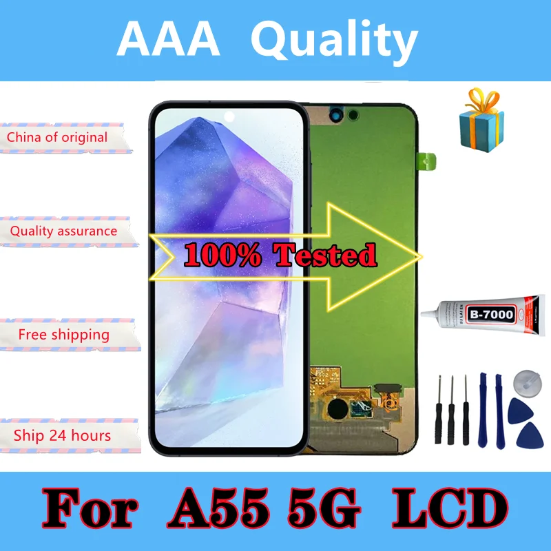 

100% Tested 6.6'' AMOLED 120Hz For Samsung A55 5G LCD A556U A556B A5560 Display Touch Screen Digitizer For Samsung A556E LCD