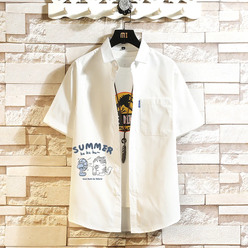 

Ice Silk irt Men's Summer ort Sve High-End Busin Formal Youth Large Size irt Hong Kong Sle Faionable Trendy