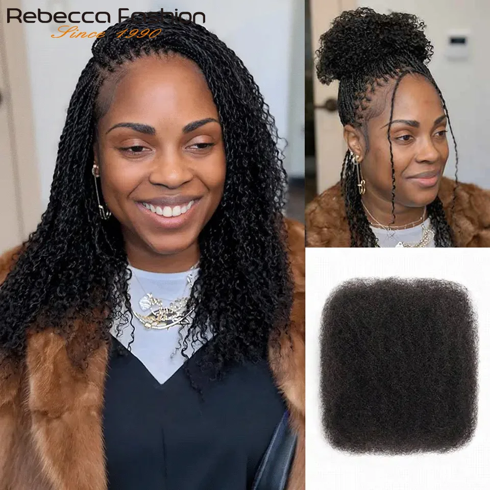 QVR Afro Kinky Bulk Human Hair For Braiding & Mini Twists Rebecca Virgin Remy Dreadlock Natural Color Braids Hair Very Soft Hair