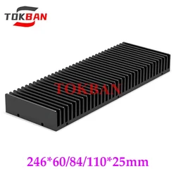 Tokban Audio 246*25*60/84/110mm All Aluminum Power Amplifier Radiator Heat Sink for Diy Amplifier Chassis Enclosure Case Shell