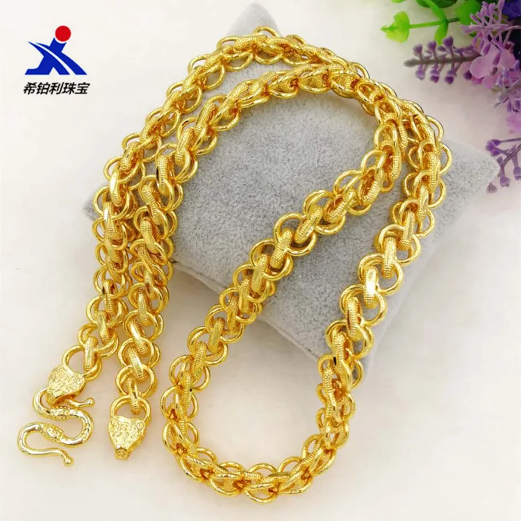 AU999 Domineering Snake Bone Necklace Men's 24K Gold - Retro pattern, non-deformable, trendy and value-preserving
