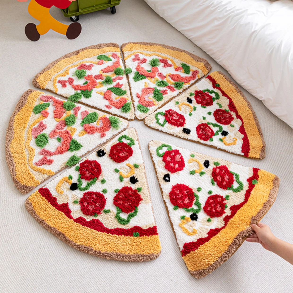 

Tufting Pizza Bathmat Fluffy Carpet Bath Tub Side Mat Anti Slip Rug Floor Pad Bathroom Doormat Aesthetic Home Room Decor