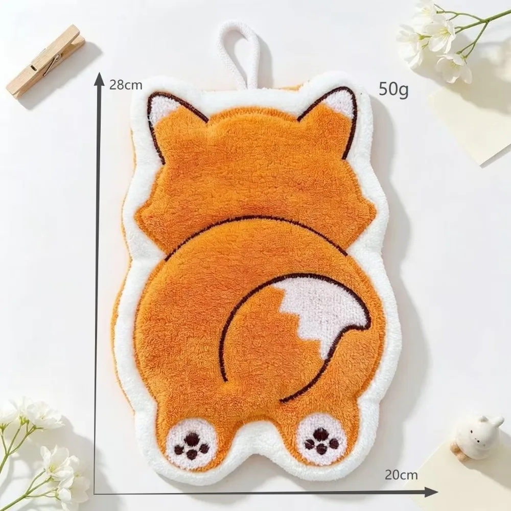 Cute Super Absorbent Hand Towel Animal Back Cartoon Hanging Towel Coral fleece Reusable Kitchen Tools Household