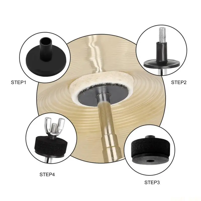 U2JB Cymbal Stand Sleeves With Flange Base for Percussion Drum Set Parts Black