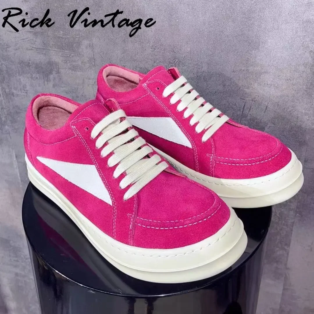 Rick Vintage-Chaussures rondes décontractées en cuir véritable pour hommes et femmes, baskets plates à lacets, baskets de luxe, Hip-Hop Street Dunk