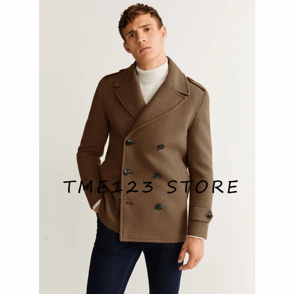 

Men's Coats Winter Jackets for Men Clothes Men's Regular Woolen Coat V-neck Double-breasted Casual Fashion Man Trench Coat Male