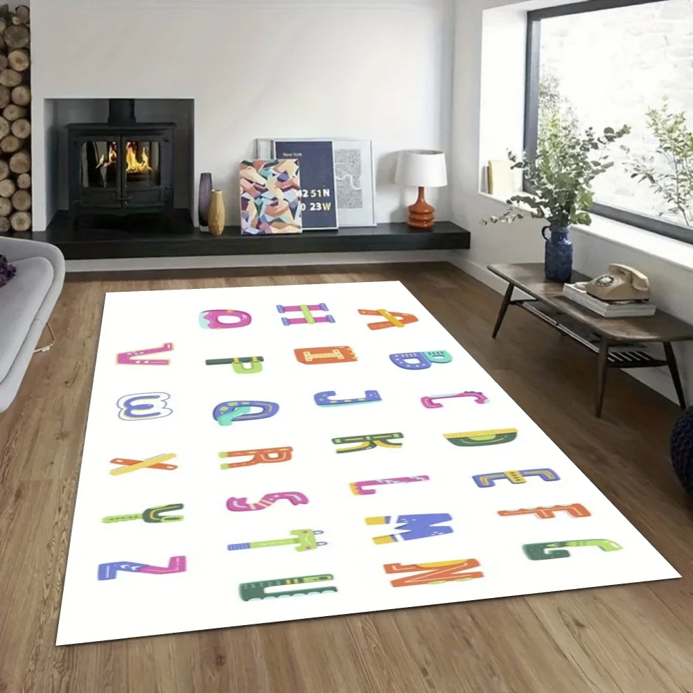 Colorful ABC Learning Rug, Educational Floor Mat for Kids Room Nursery, Non-Slip Play Carpet Preschool Classroom Toddler Decor