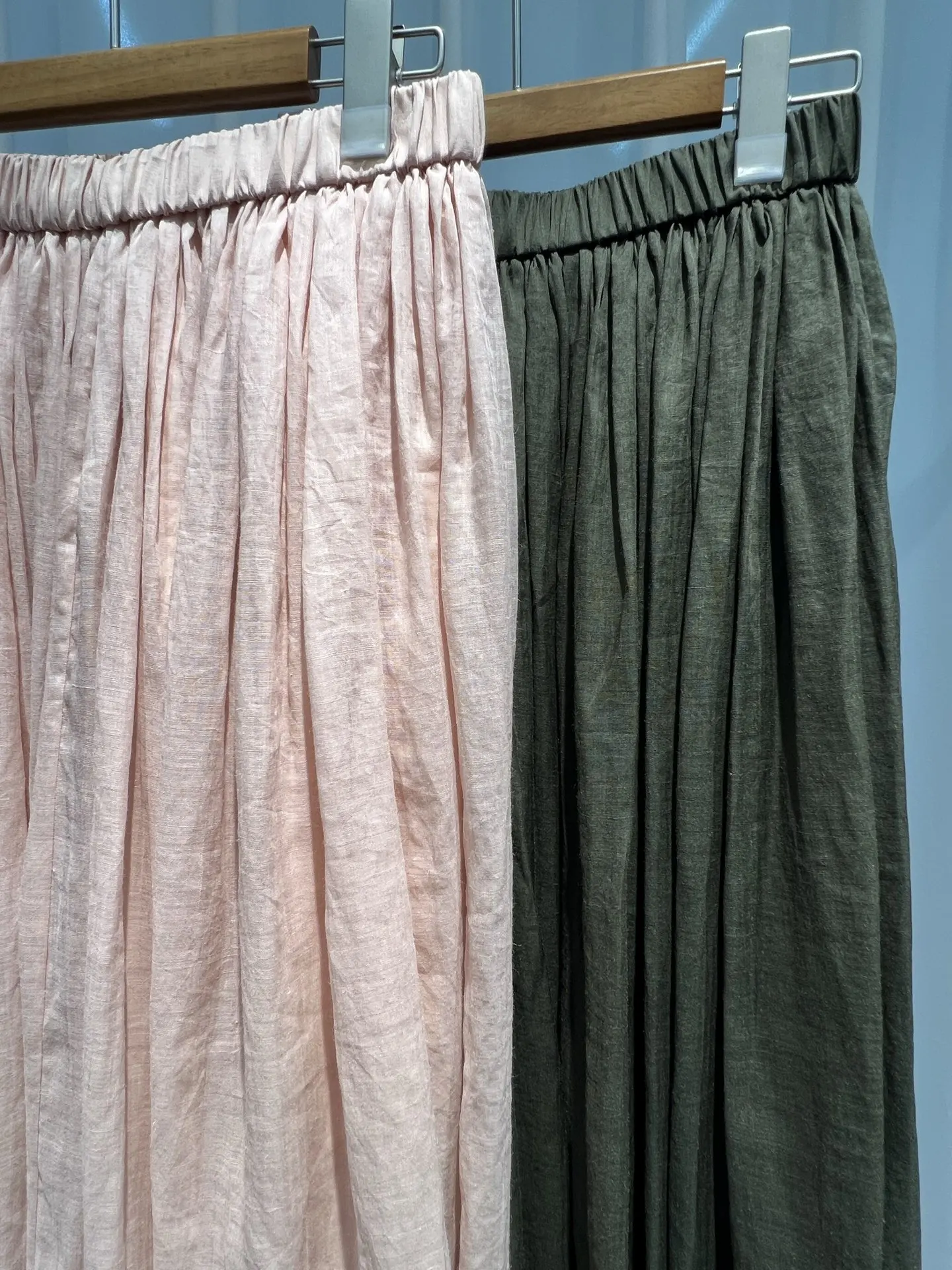 2-Color Women Elastic High Waist A-Line Fashion 100% Ramie Skirt