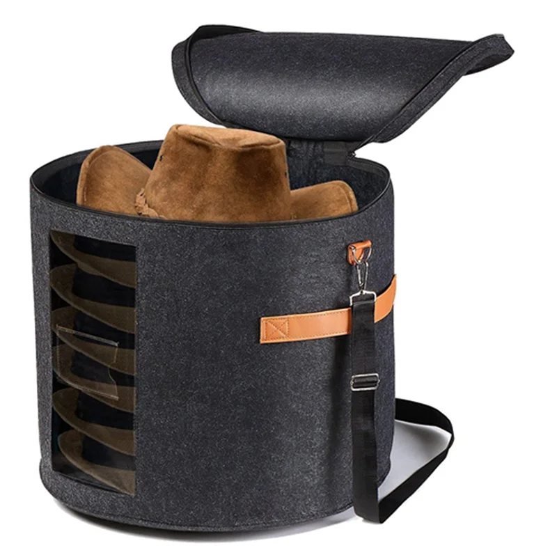 صندوق تخزين القبعة الدائرية B28C-2X - صندوق قبعة قابل للطي مع غطاء للملابس المحشوة والحيوانات، صندوق حمل رمادي داكن #3