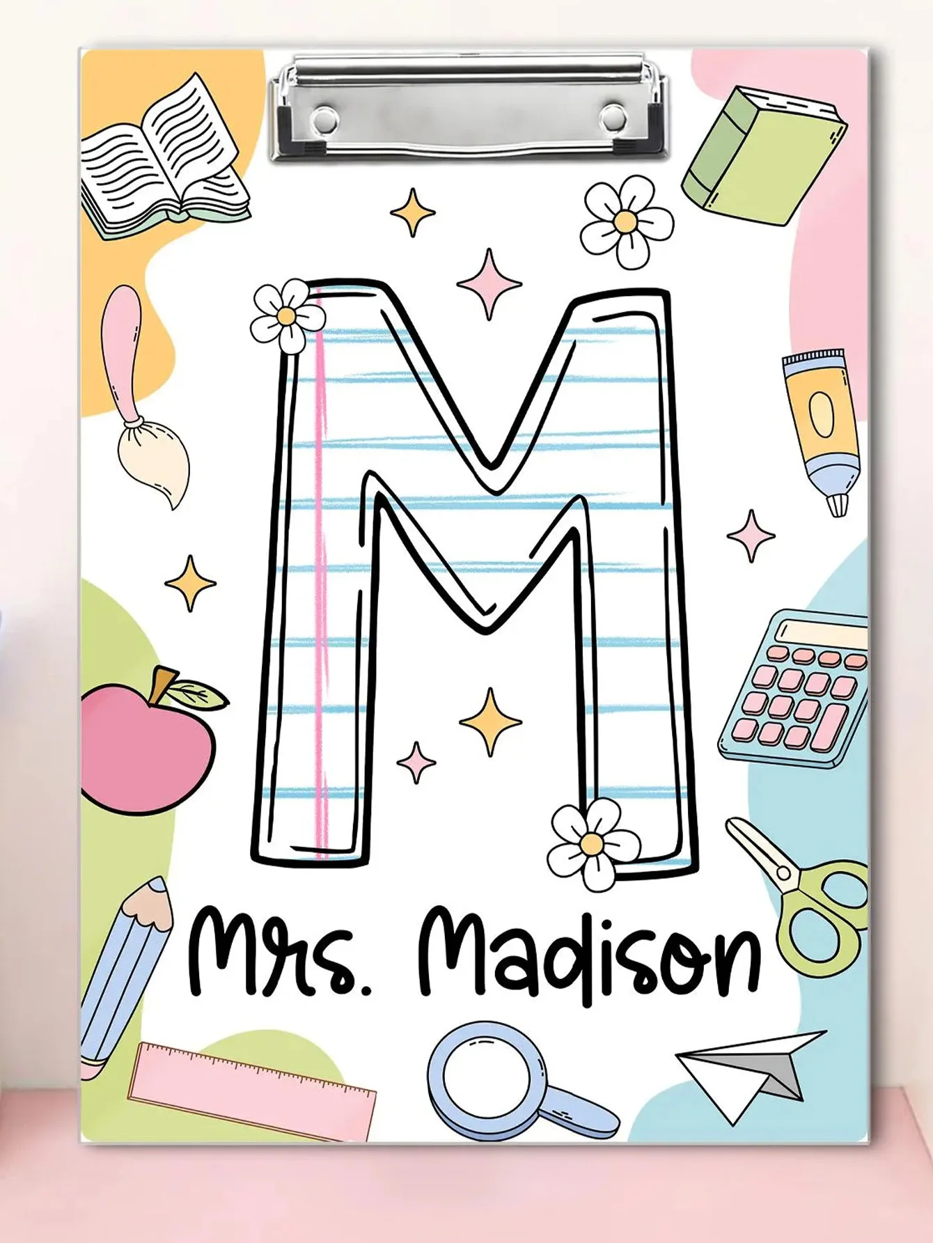 1PC Custom Folder - Personalized PMMA Transparent Pop Art Vibrant Laser Engraved Name, Title & Beautiful Letters  Gift