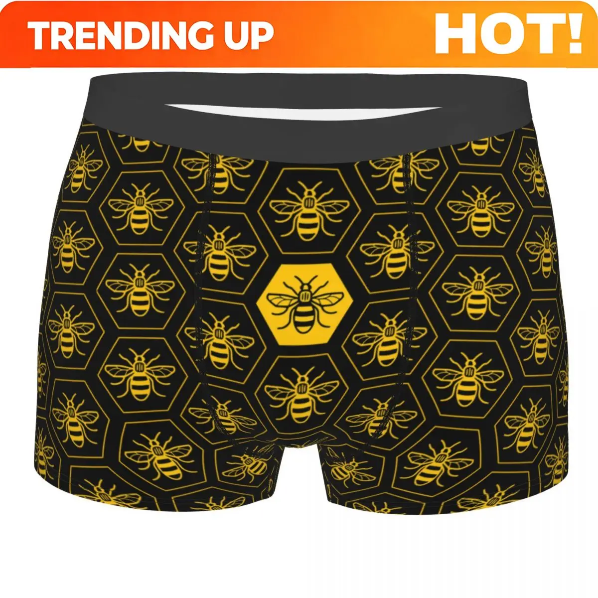 Custom Manchester Bee Boxers Shorts Men Honeybee Briefs Underwear Fashion Underpants