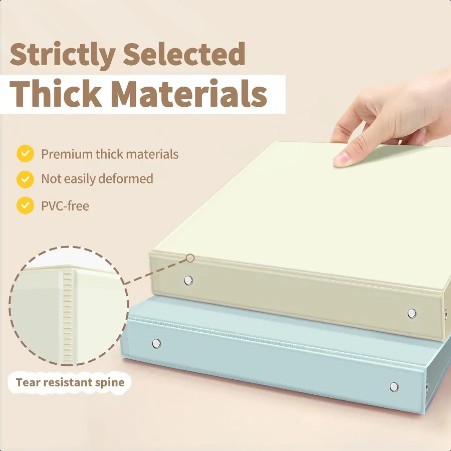 Carpeta de 3 anillas de 1 pulgada, paquete de 4 carpetas con vista transparente, tres anillas sin PVC, ajuste de 8,5x11 pulgadas para la escuela o la oficina, estética neutra