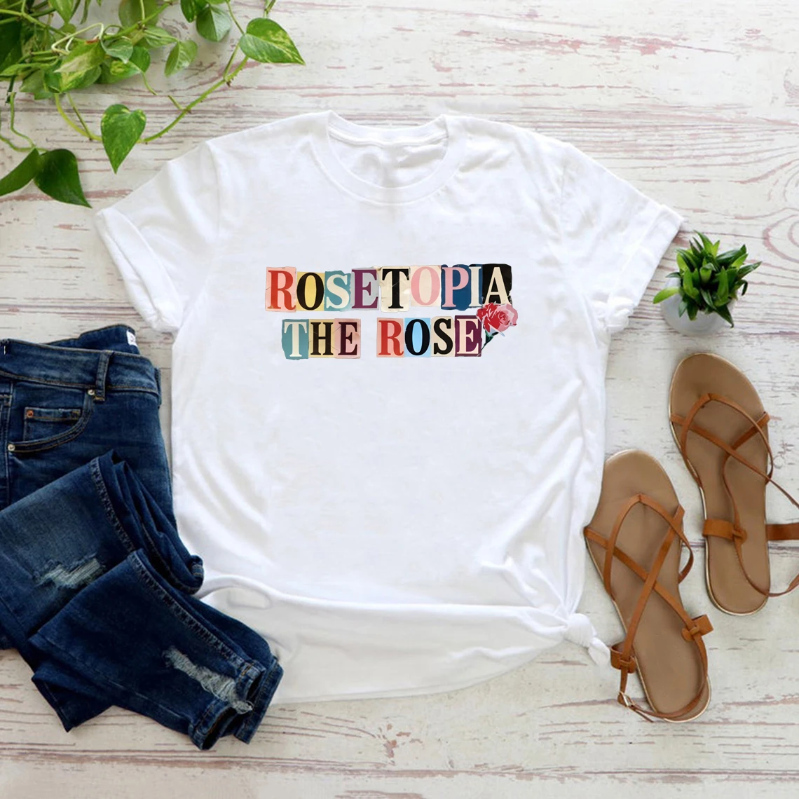 The Rose Rosetopia World Tour 2026 T-Shirt Rose Album Shirt Kpop Concert Merch Vintage Women Short Sleeve Tshirts Kpop Fans Gift