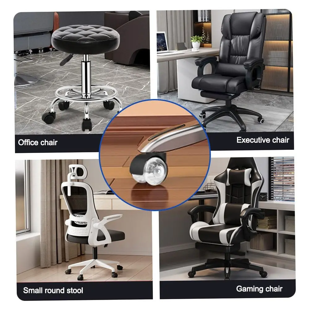 1/5Pcs Universal Desk Chair Wheels Silent 360-degree Rotation Gaming Chair Wheel Double Wheel Design 2 Inch