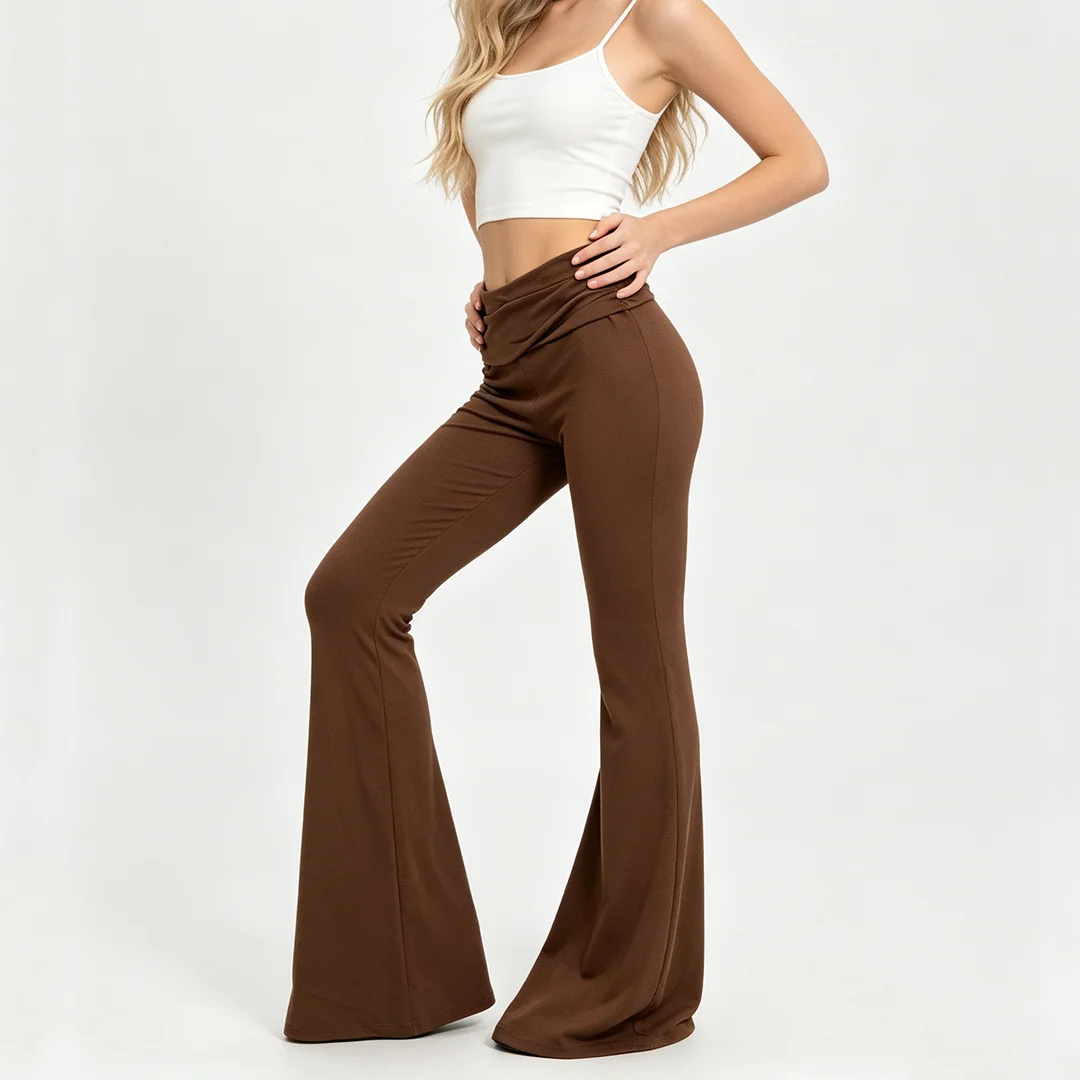Fashionable y2k casual flared pants, slim fit and slimming, micro flared pants