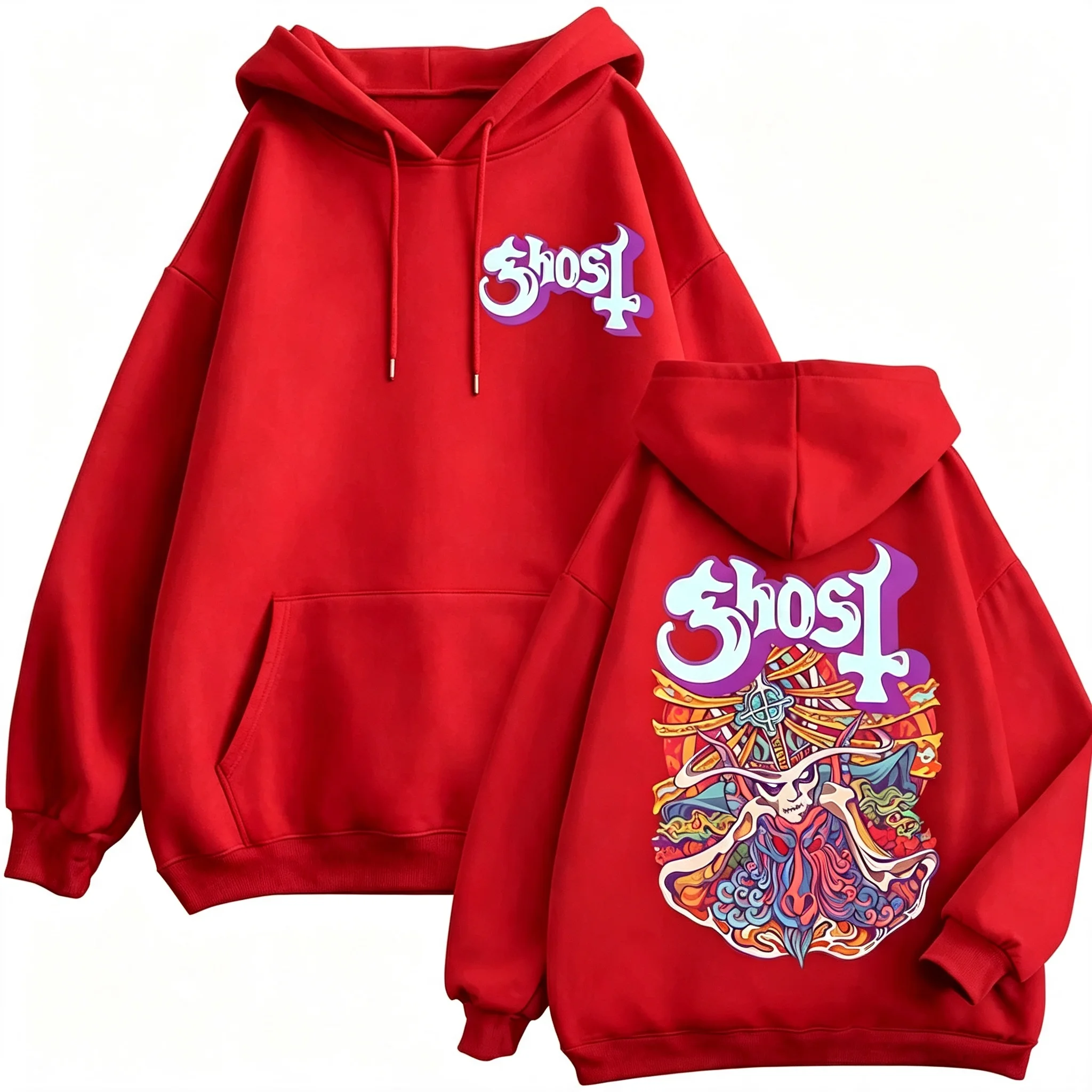 Ghost Band Grafik-Reißverschluss-Hoodies für Männer und Frauen, Modische Y2k Oversized Zip-Up Sweatshirts, Gothic Rock Hip Hop Pullover, Streetwear – Detail 12