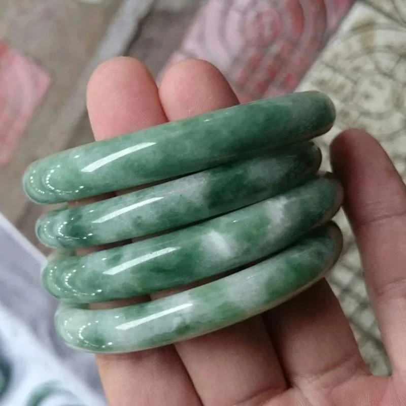 Natural China Guizhou Cui Hand Carved Round Bar Jade Bracelet Fashion Boutique Jewelry Men and Women Dark Jade Bracelet