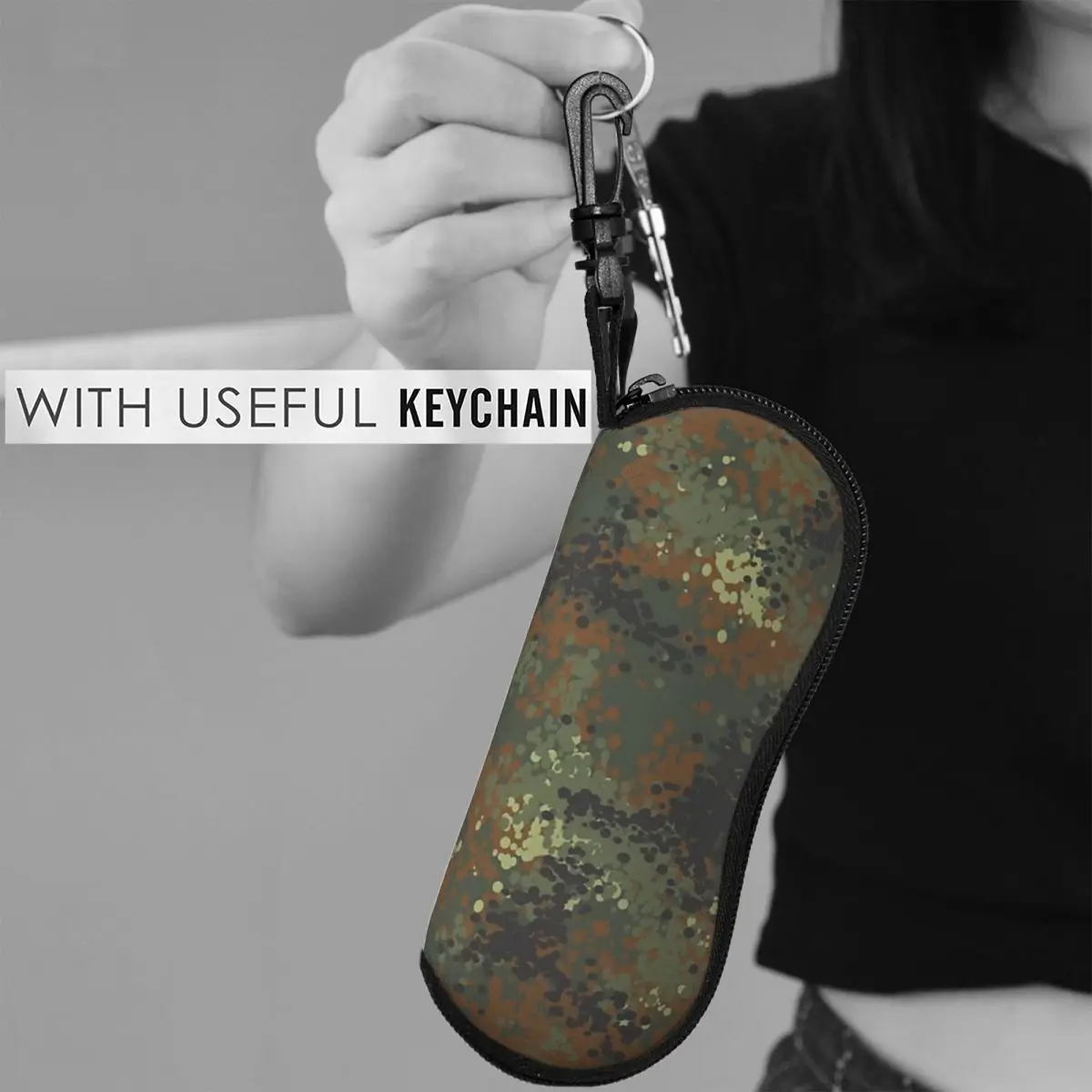 Flecktarn التمويه شل نظارات حالة النظارات الشمسية الواقية مربع النساء الرجال لينة حقيبة النظارات الحقيبة
