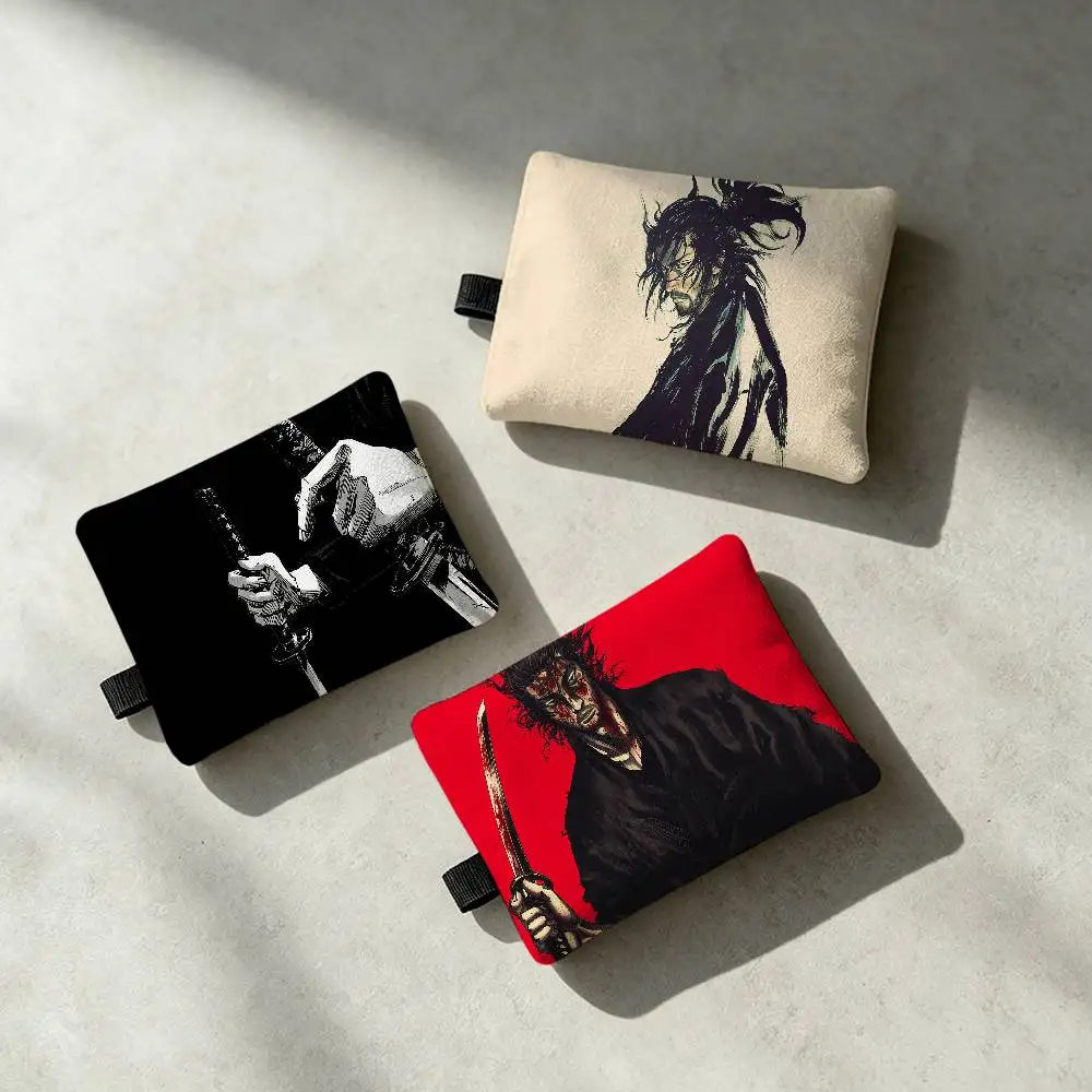 Comics Vagabond Mini Hanging Oxford Cloth Coin Bag Durable Zipper Key Card Pouch With Carabiner
