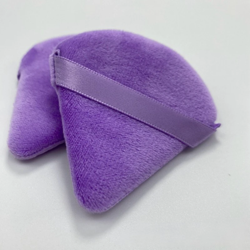 Esponja flocada de cristal Triangular, terciopelo corto, cojín de aire de maquillaje, Puff Triangular para polvo