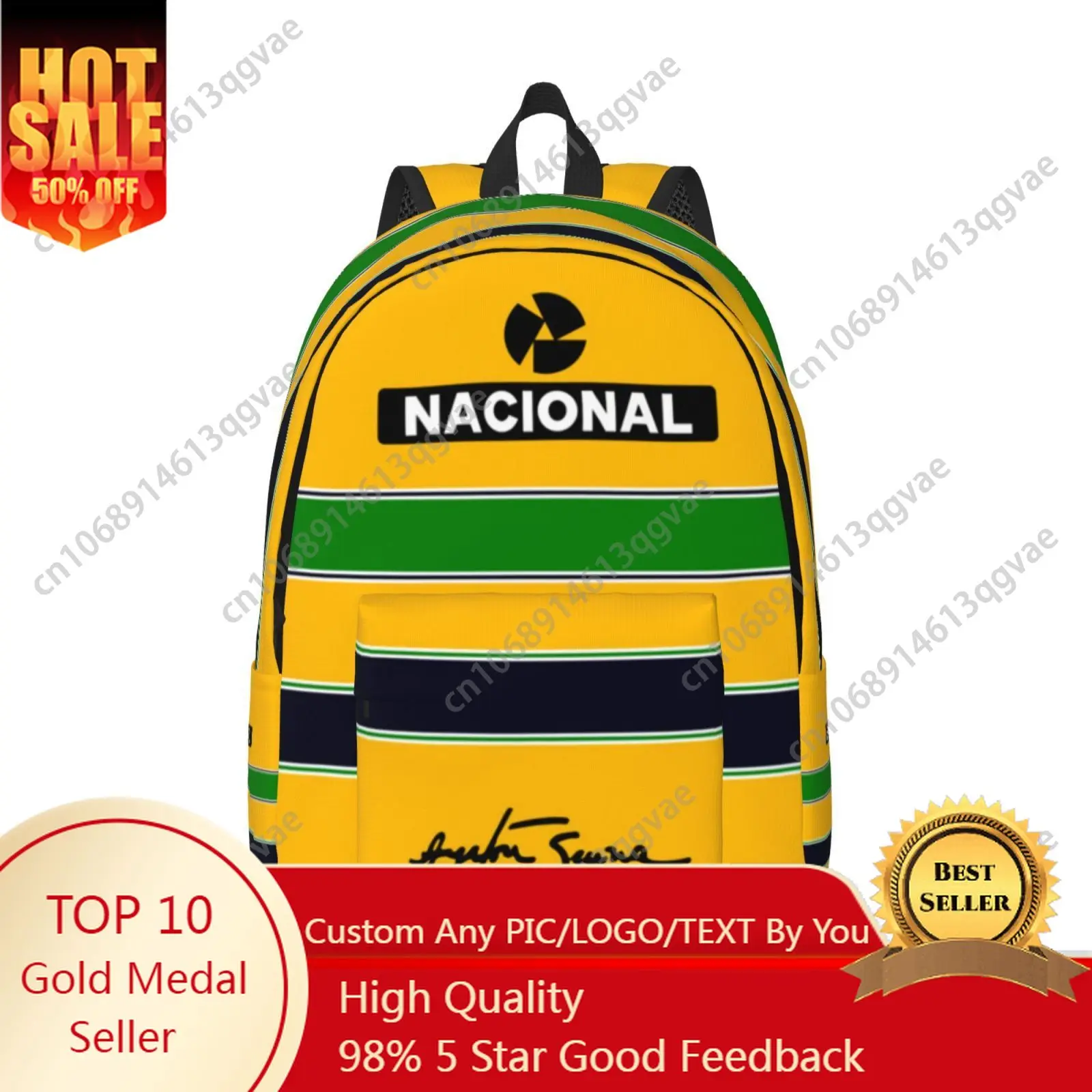 

Ayrton Senna Custom Canvas Lightweight Backpack Fashion Durable Student Men Women Business Daypack