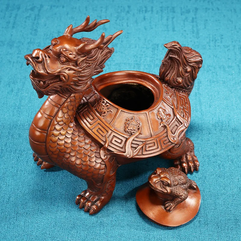 PYJ copper eight treasures dragon turtle ornament Chinese home desktop dragon turtle decoration craft gift