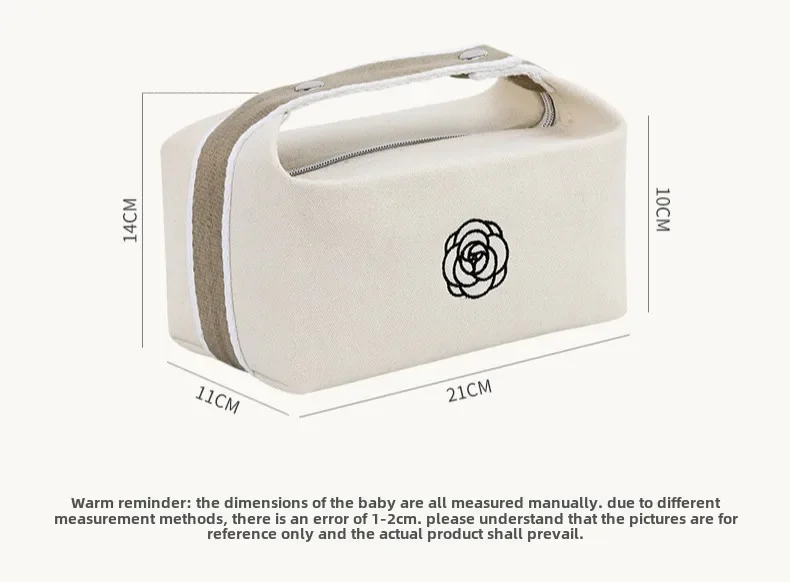 Damen-Kosmetiktasche aus Canvas, tragbare Make-up-Tasche, luxuriöse Blumen-Aufbewahrungstasche, Kosmetik-Organizer, unverzichtbare Reise-Toilettentasche – Detail 1