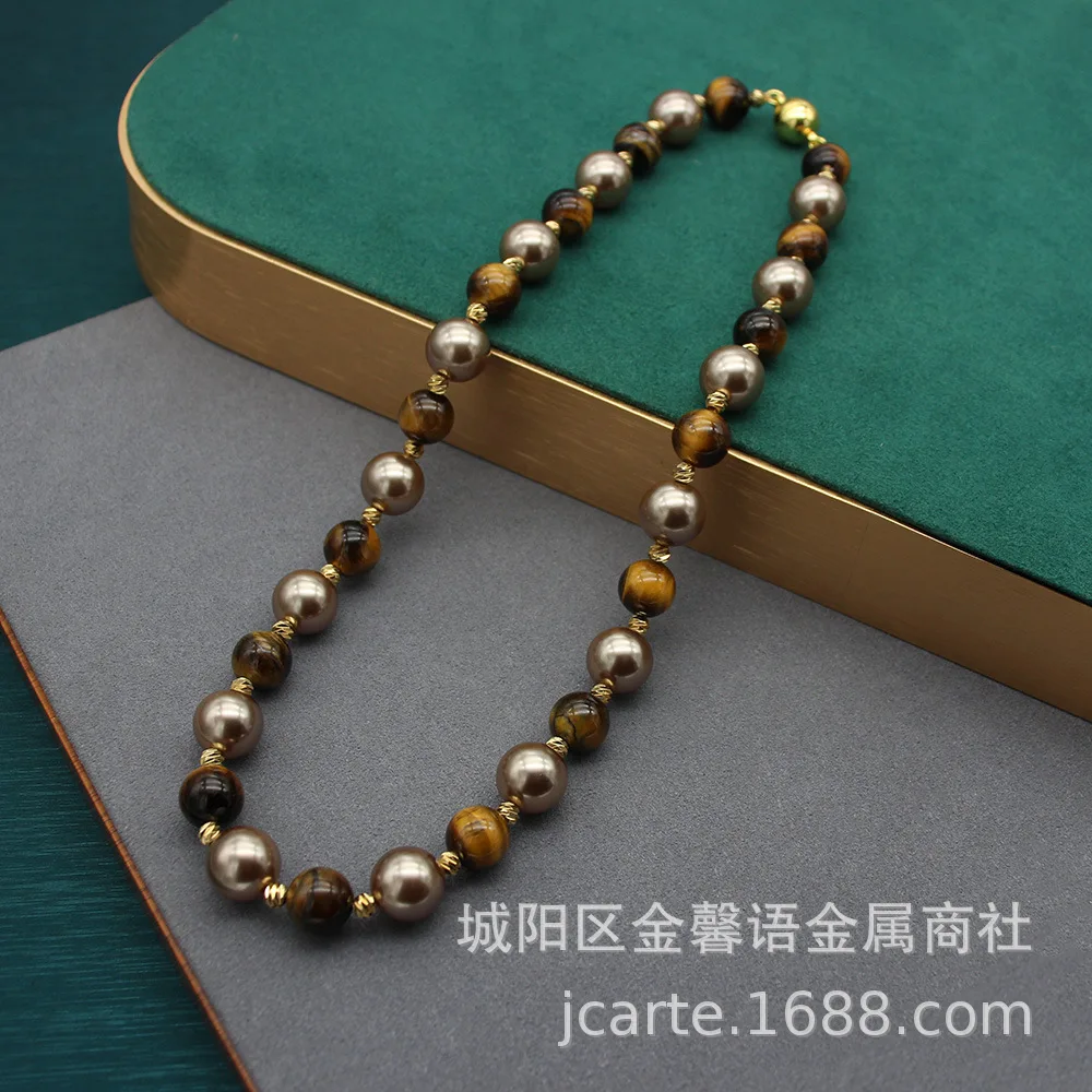 Niche Styleretro Design Tiger Eye Stone Pearl Colorful Candy Beads