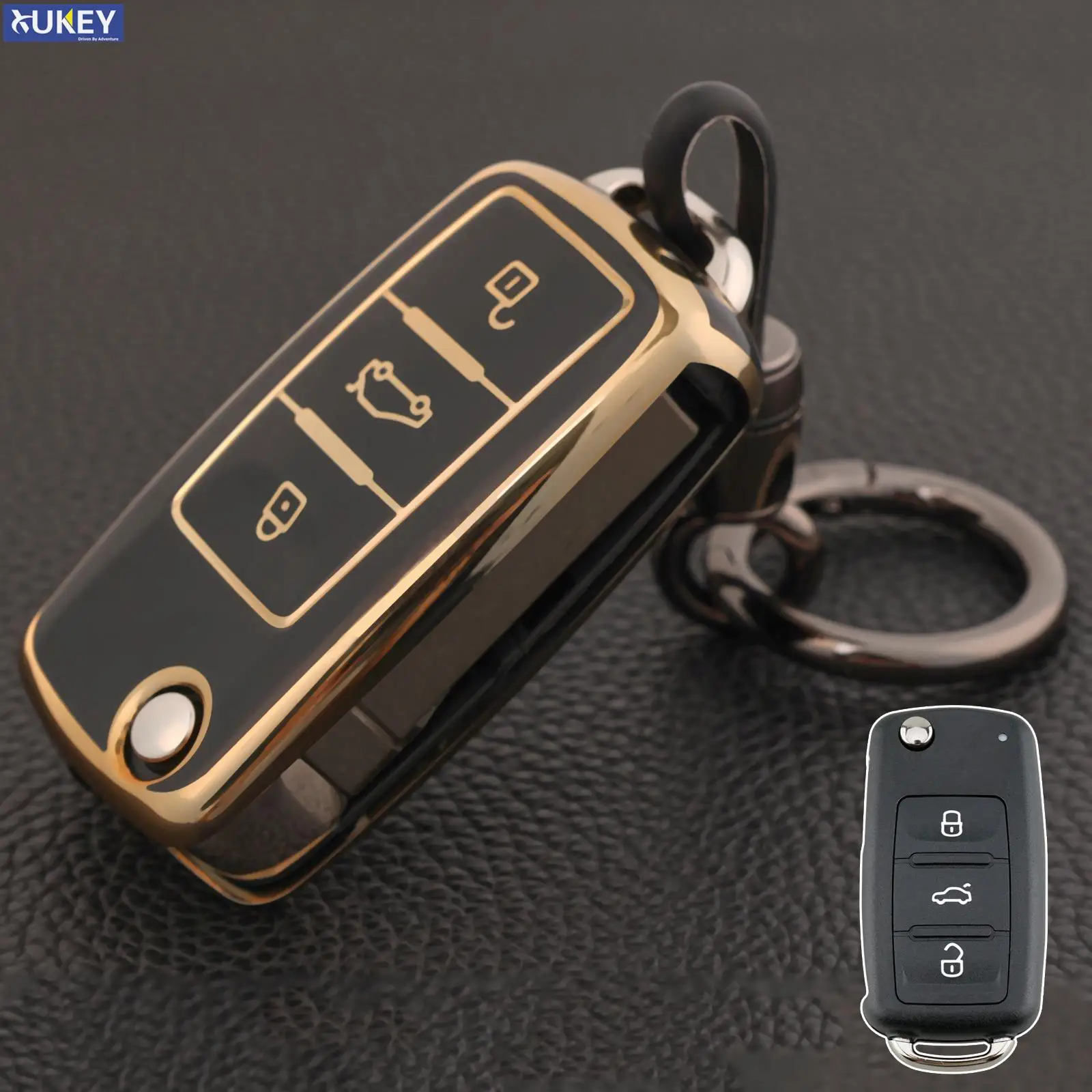 For Volkswagen Golf Mk6 Cab Estate Plus Sharan Transporter Kombi 3 Button Folding Remote Flip TPU Key Fob Chain Case Cover Shell