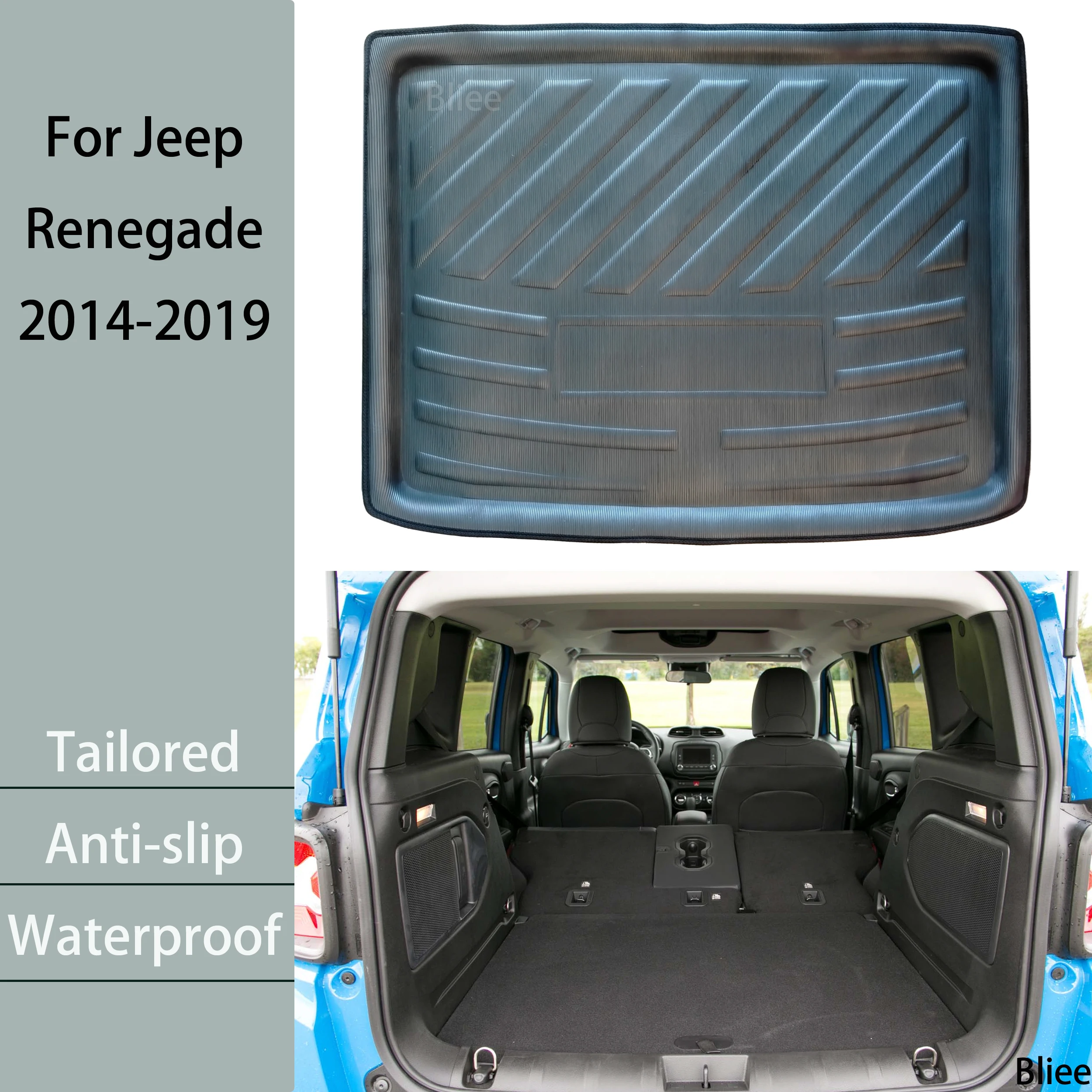 Dla Jeep Renegade BU 2014 2015 2016 2017 2018 2019 Samochodowa mata tylnego bagażnika Kopasowana wykładzina bagażnika Taca podłogowa 3D EVA Akcesoria