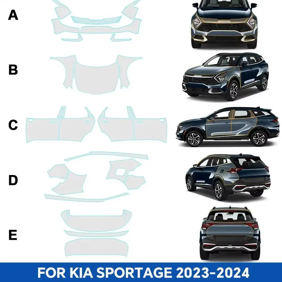 9Mil Pre-cut PPF For KIA Sportage 2023-2024 TPU Bumper Paint Protection Film Scratch-Resistant Transparent Shield