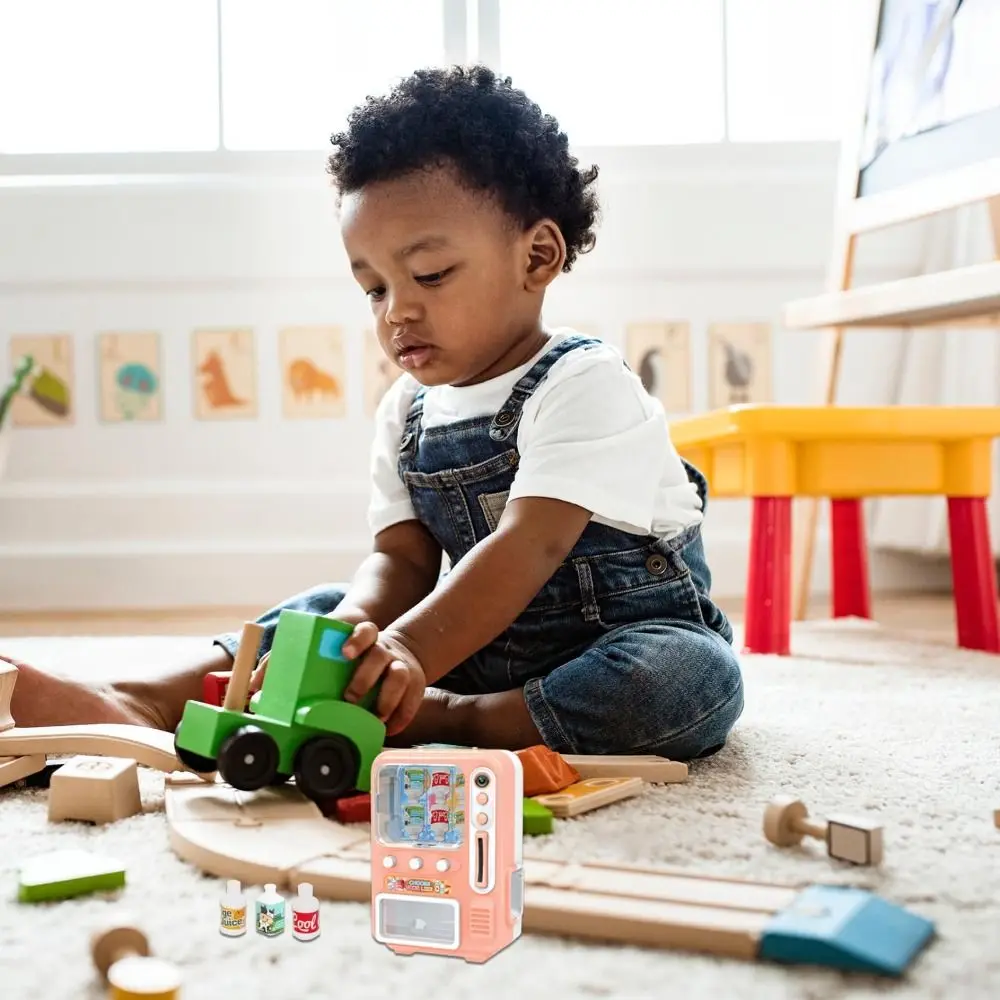 Mini máquina de venda automática de bebidas, brinquedo multifuncional, adereço para bebidas, automática, operado por moedas, decoração de móveis para casa de boneca